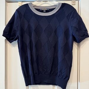 Brooks Brothers Blue Short Sleeve Sweater